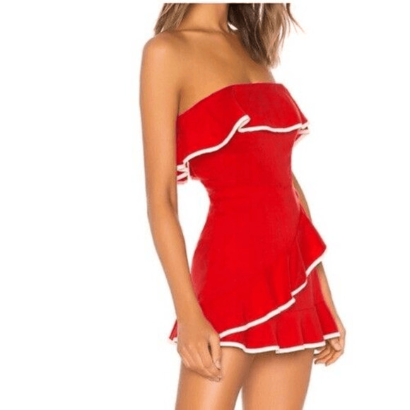 Tularosa Carrie Revolve Romper Mini Dress Red White Woman’s Size L - Picture 1 of 16